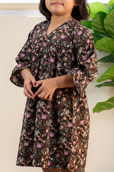 Melrose Label: Amily Floral Dress | Girl Black