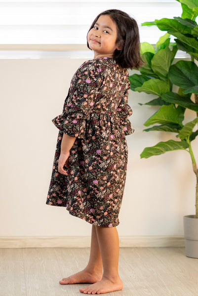 Melrose Label: Amily Floral Dress | Girl Black