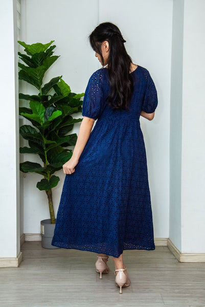 Gwen Eyelet Garden Dress in Navy