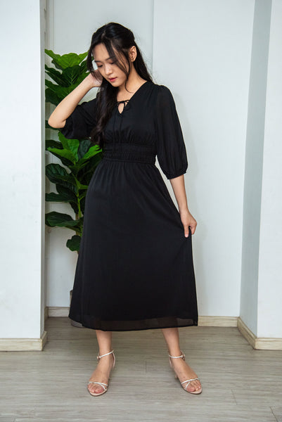 Hilda Waisted Dress | Black