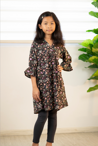 Melrose Label: Amily Floral Dress | Girl Black