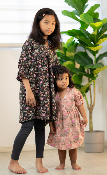 Melrose Label: Amily Floral Dress | Girl Black