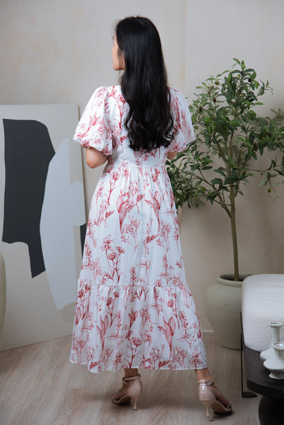 Ummi Porcelain Dress | Red-White