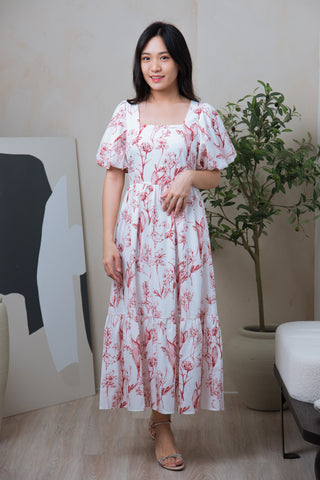 Ummi Porcelain Dress | Red-White