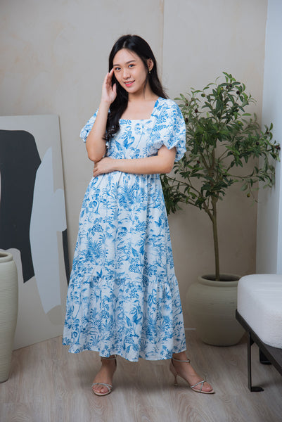 Ummi Porcelain Dress | Blue-White