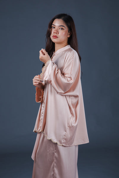 Ezzy Scallop Hem Kurung Set - Pink