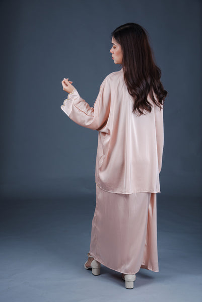 Ezzy Scallop Hem Kurung Set - Pink