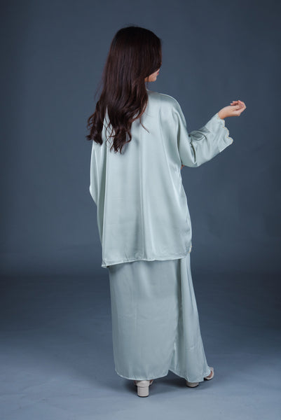 Ezzy Scallop Hem Kurung Set - Green