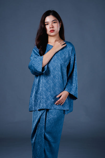 Dean Emboss Kurung Set - Blue