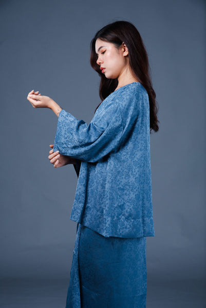 Dean Emboss Kurung Set - Blue