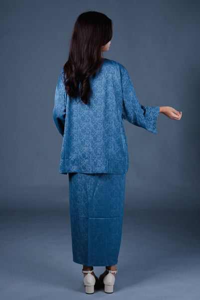 Dean Emboss Kurung Set - Blue