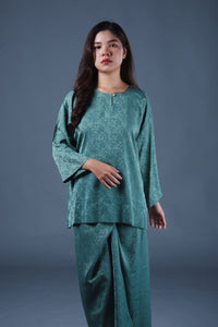 Dean Emboss Kurung Set - Moss Green