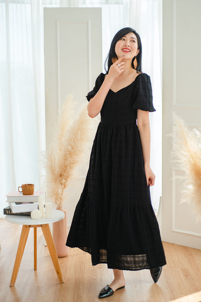 Camelia Textured Maxi Dress in Black