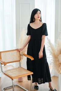 Camelia Textured Maxi Dress in Black