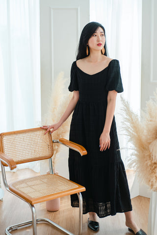 Camelia Textured Maxi Dress in Black