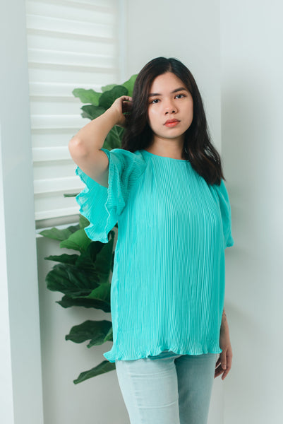 Melrose Label: Aryssa Pleated Top (Turquoise)