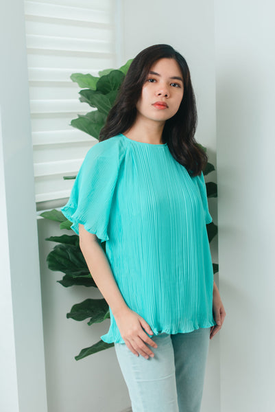 Melrose Label: Aryssa Pleated Top (Turquoise)