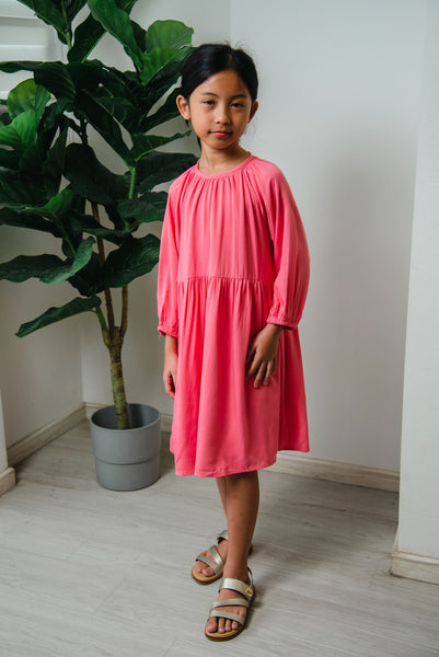 Melrose Label: Akiya Girl's Dress in Fresh Peach