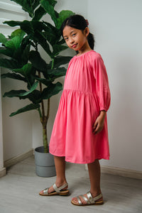 Melrose Label: Akiya Girl's Dress in Fresh Peach