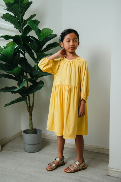 Melrose Label: Akiya Girl's Dress in Sunflower