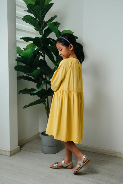 Melrose Label: Akiya Girl's Dress in Sunflower