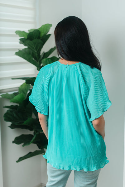 Melrose Label: Aryssa Pleated Top (Turquoise)