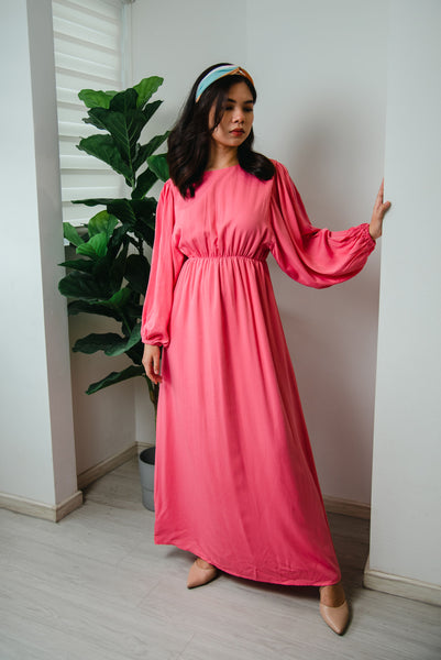 Melrose Label: Akiya Long Dress in Fresh Peach