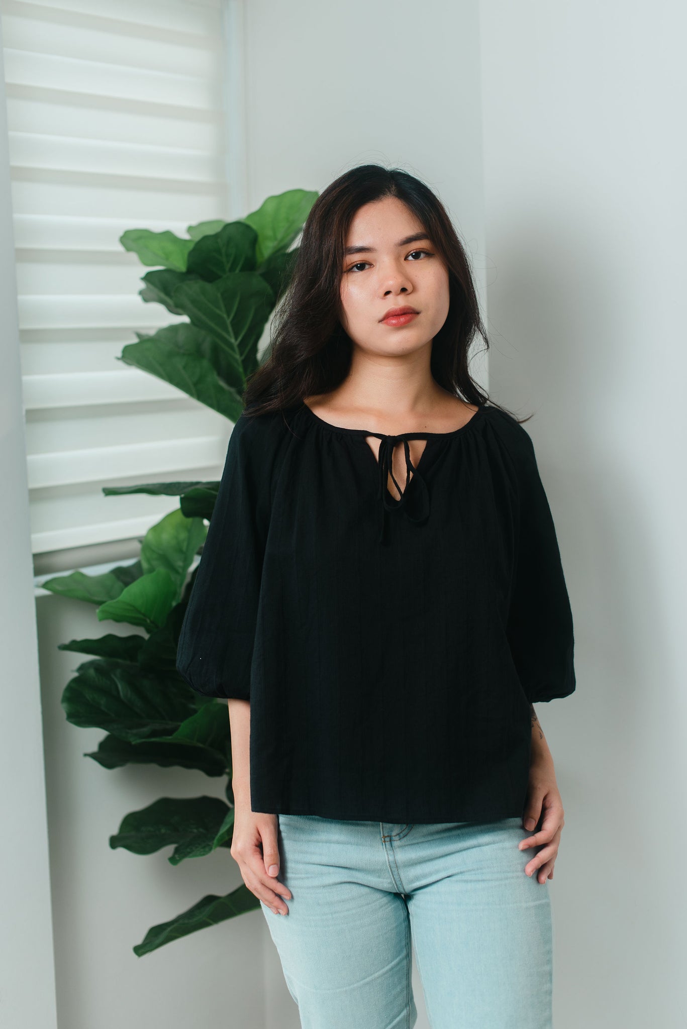 Glady Cotton 2-way Top in Black