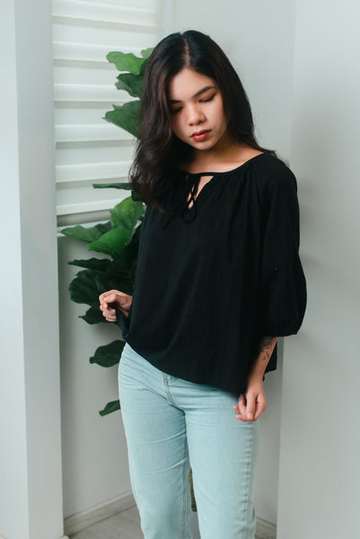 Glady Cotton 2-way Top in Black