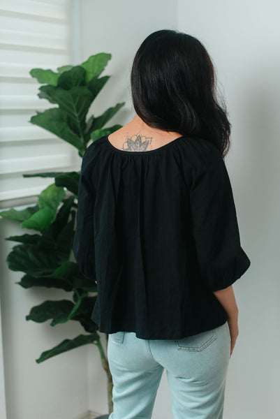 Glady Cotton 2-way Top in Black