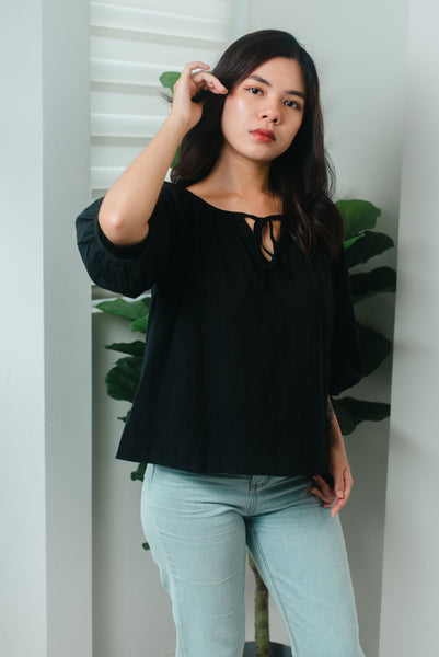 Glady Cotton 2-way Top in Black