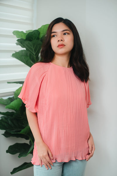 Melrose Label: Aryssa Pleated Top (Peach Pink)