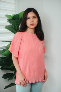 Melrose Label: Aryssa Pleated Top (Peach Pink)