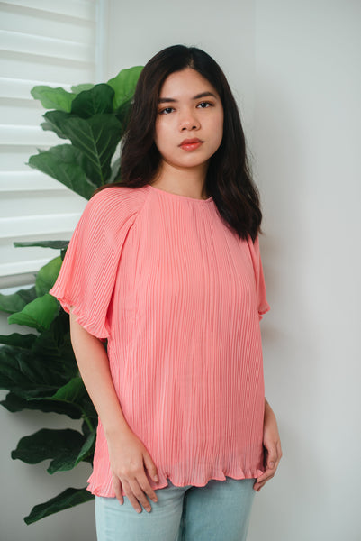 Melrose Label: Aryssa Pleated Top (Peach Pink)