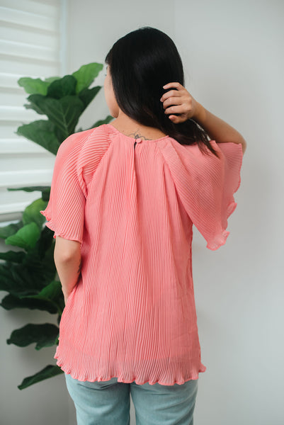 Melrose Label: Aryssa Pleated Top (Peach Pink)