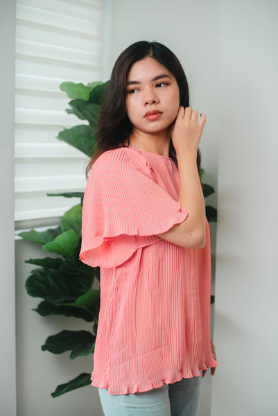 Melrose Label: Aryssa Pleated Top (Peach Pink)