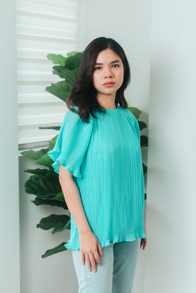 Melrose Label: Aryssa Pleated Top (Turquoise)