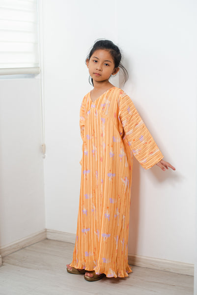 Melrose Label: All Heals Pleated Girl Dress in Marigold