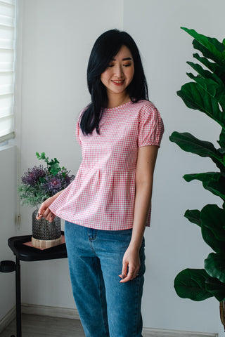 Melrose Label: Audrey Gingham Adult Top in Pink