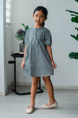 Melrose Label: Audrey Gingham Girls Dress in Black