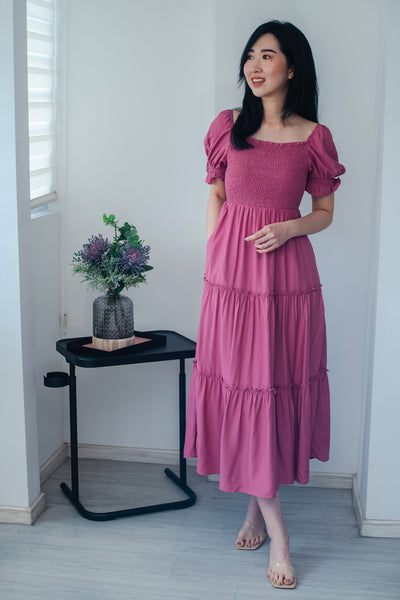 Charlotte Smocked Dress in Rose