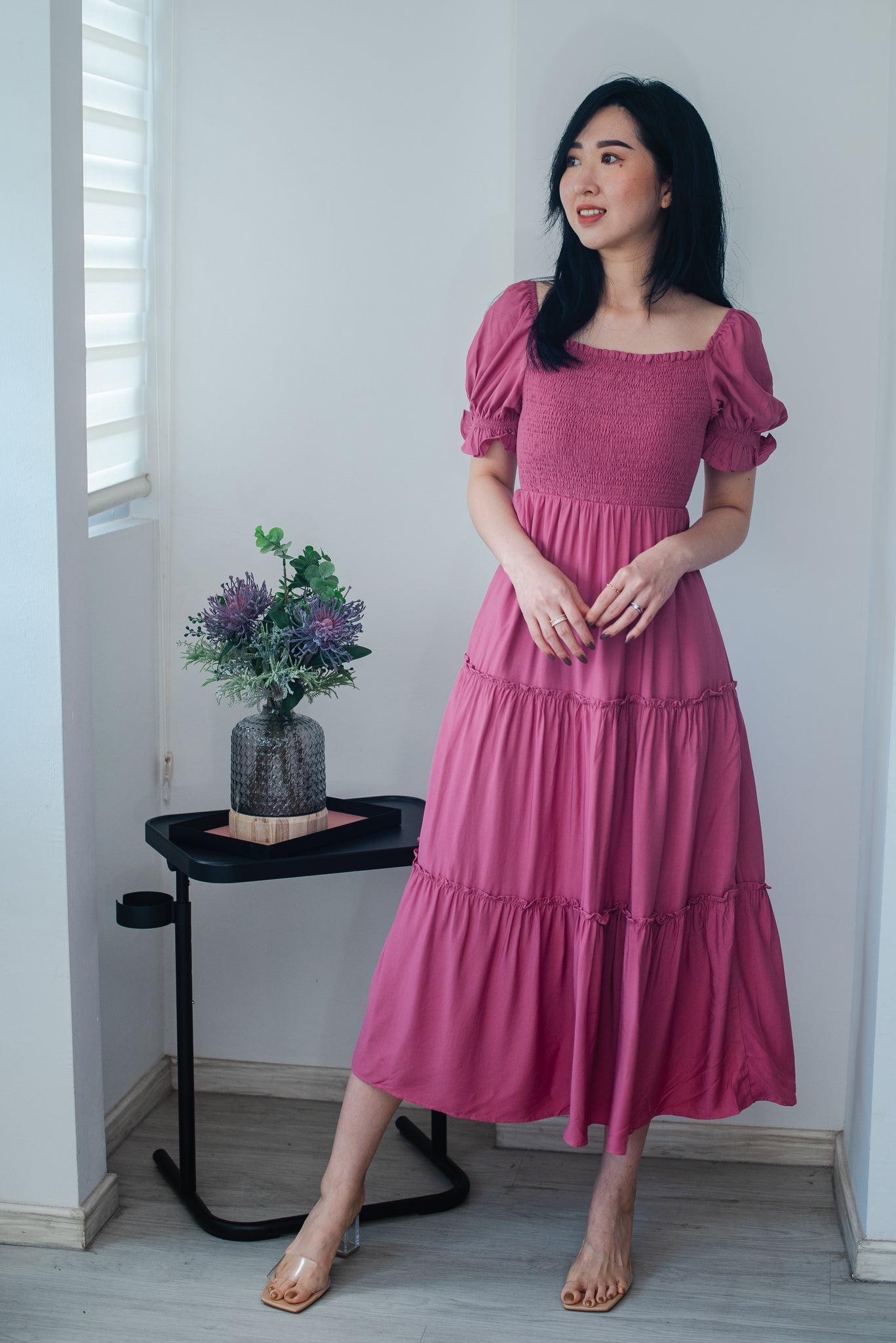 Charlotte Smocked Dress in Rose