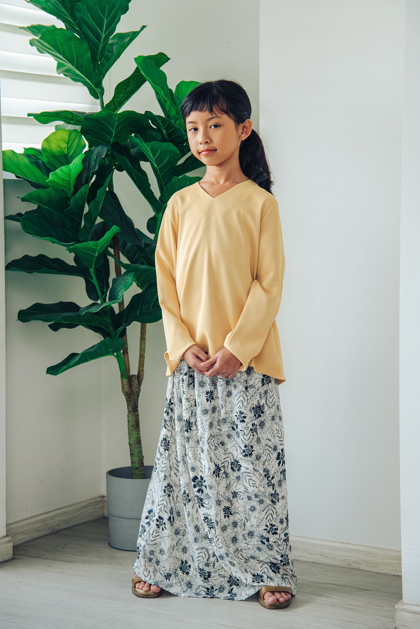 Melrose Label: Aisy Kurung Set - Yellow | Girl