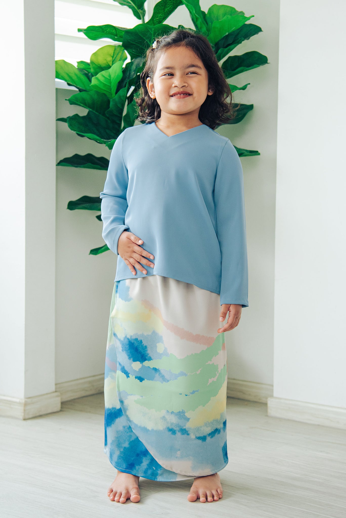 Melrose Label: Aisy Kurung Set - Blue | Girl