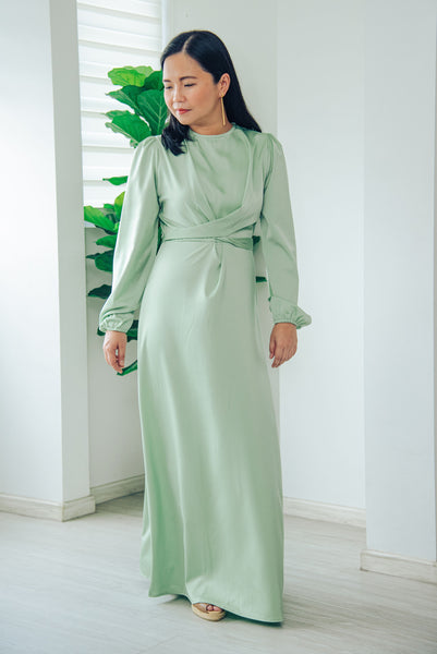 Melrose Label: Amelia CrossFront Maxi Dress in Jade Green