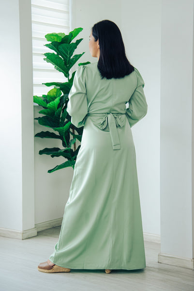 Melrose Label: Amelia CrossFront Maxi Dress in Jade Green