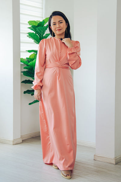 Melrose Label: Amelia CrossFront Maxi Dress in Coral