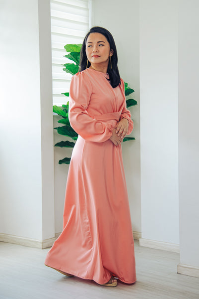 Melrose Label: Amelia CrossFront Maxi Dress in Coral