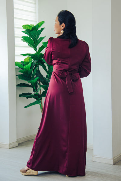 Melrose Label: Amelia CrossFront Maxi Dress in Maroon