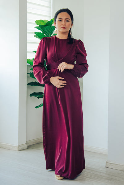 Melrose Label: Amelia CrossFront Maxi Dress in Maroon